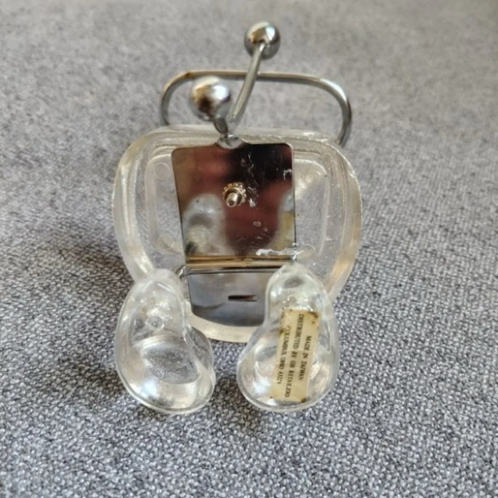 Vtg Lucite MCM Ring Jewelry Holder Hand Feet Glitter Chrome Stand Funky 70s